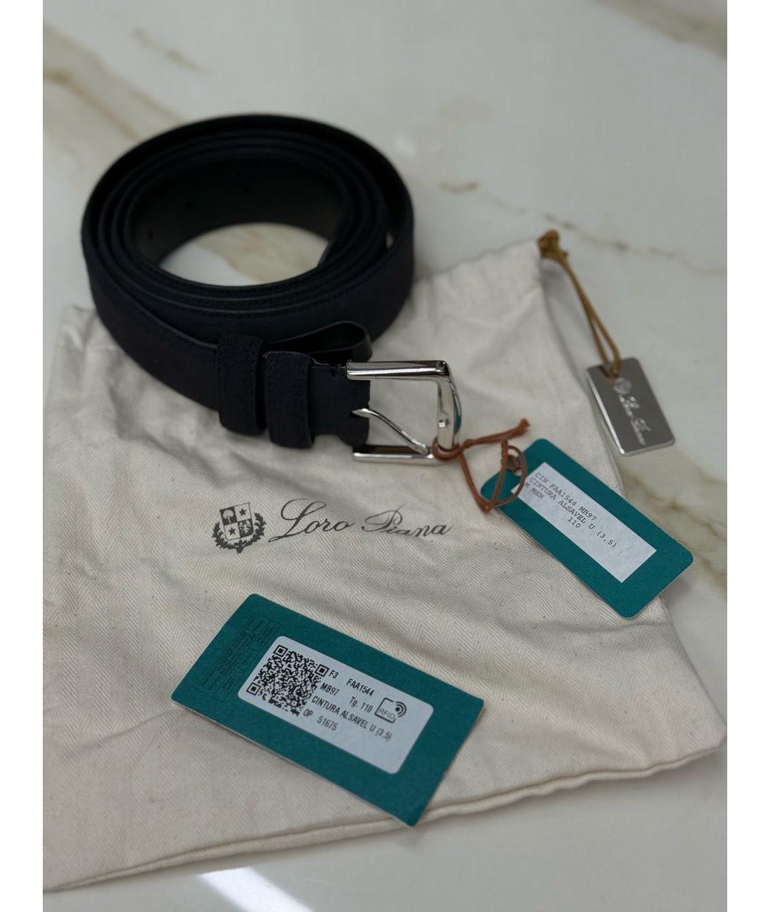 LORO PIANA Черный замшевый ремень, фото 4