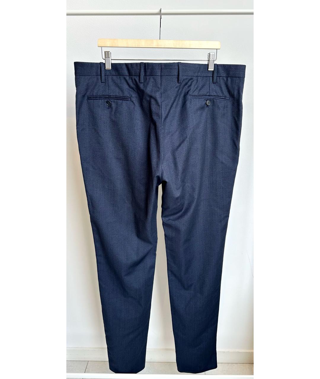 GIORGIO ARMANI Темно-синие шерстяные классические брюки, фото 3