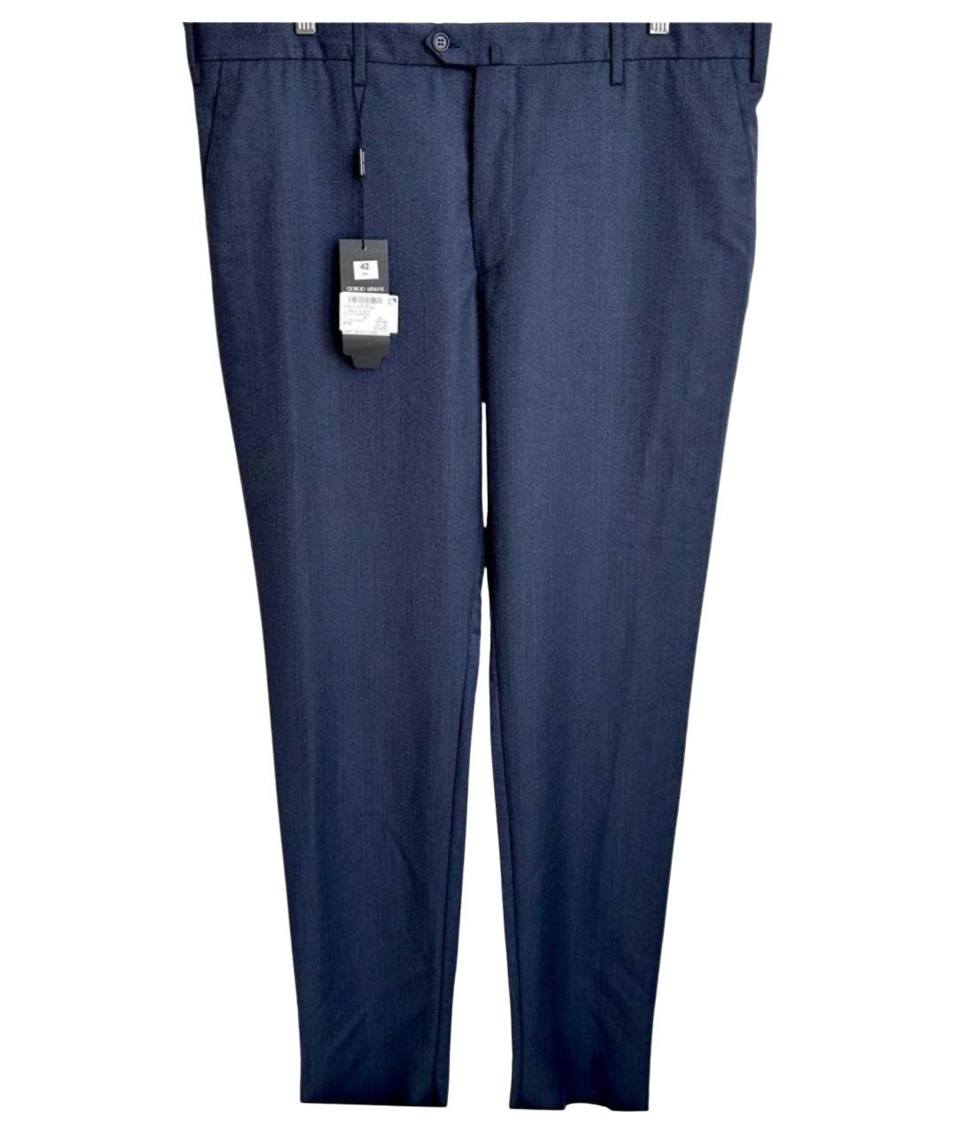 GIORGIO ARMANI Темно-синие шерстяные классические брюки, фото 1