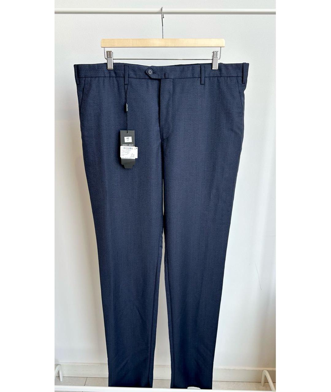 GIORGIO ARMANI Темно-синие шерстяные классические брюки, фото 2