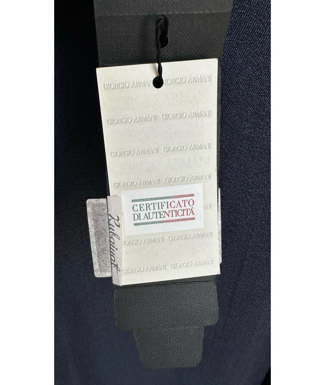 GIORGIO ARMANI Темно-синие шерстяные классические брюки, фото 6