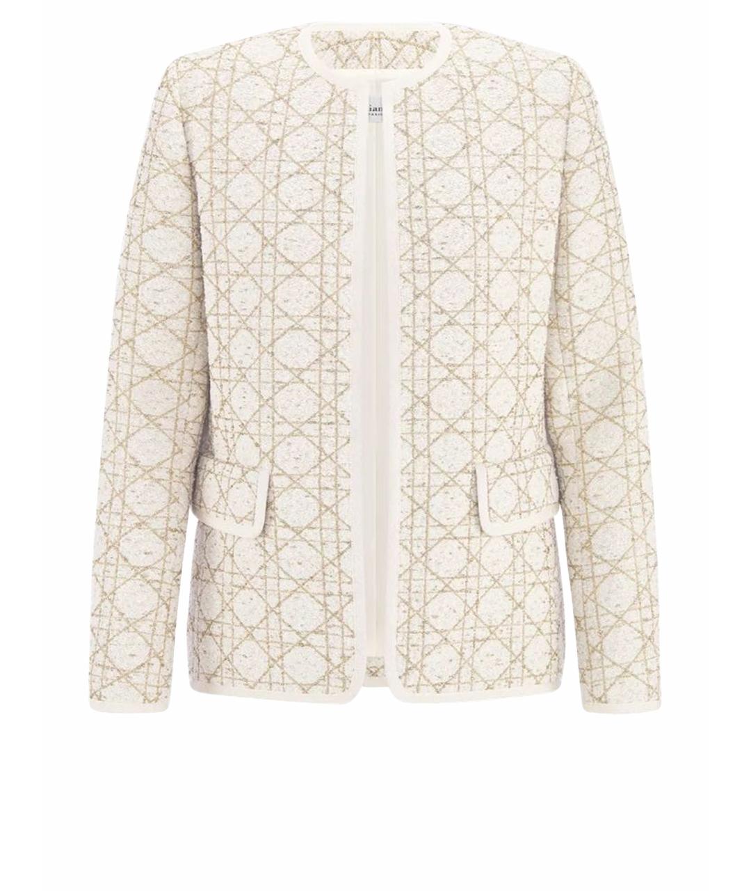 CHRISTIAN DIOR Бежевый твидовый жакет/пиджак, фото 1