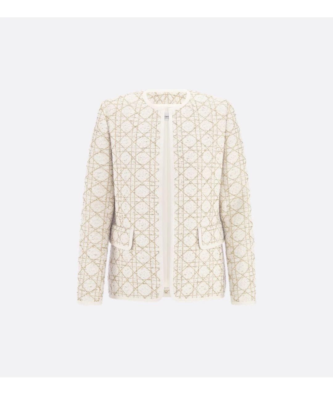 CHRISTIAN DIOR Бежевый твидовый жакет/пиджак, фото 3