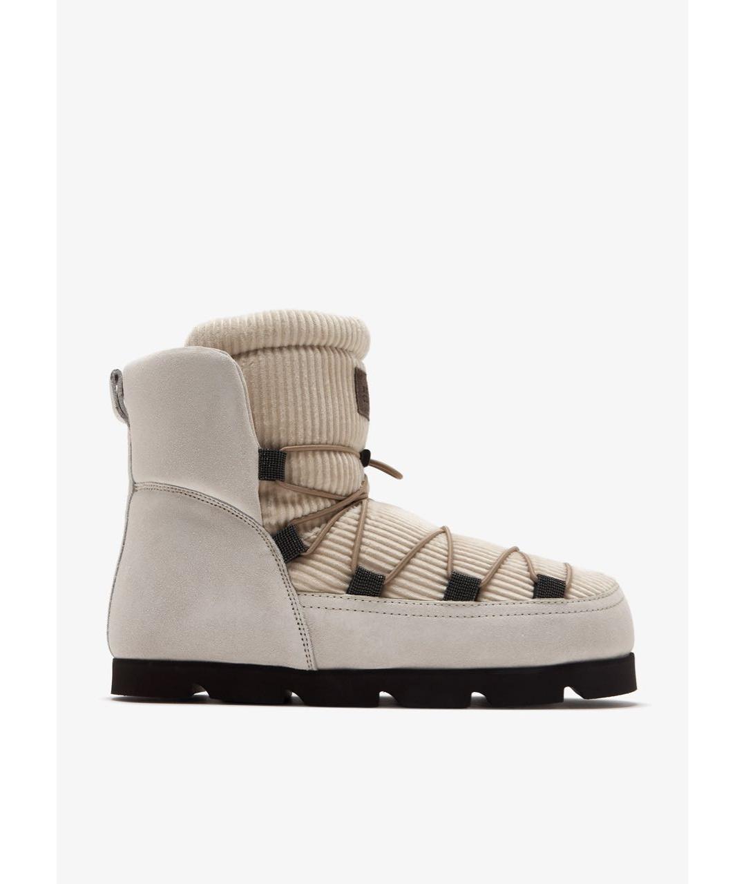 BRUNELLO CUCINELLI Бежевые замшевые полусапоги, фото 8