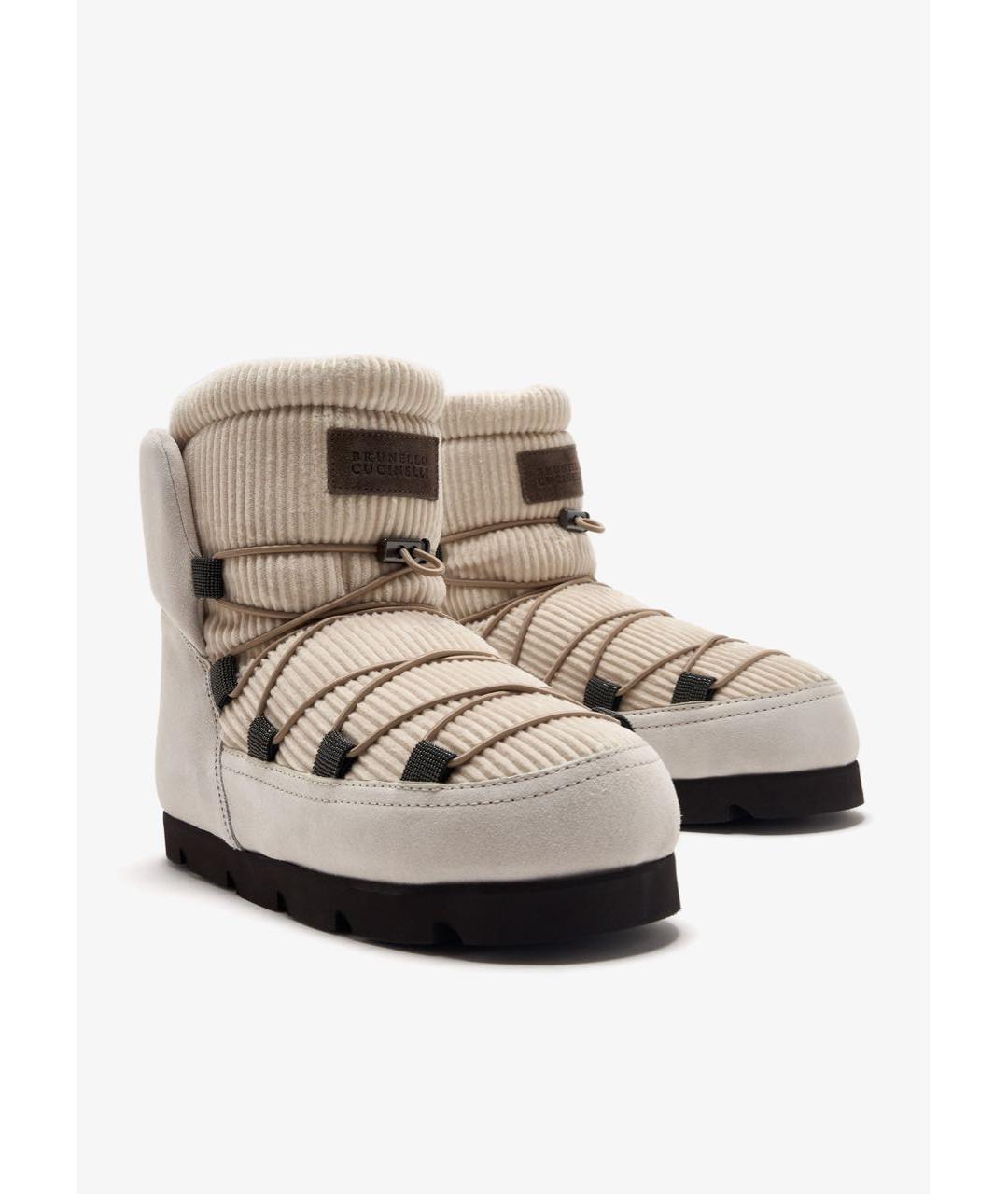 BRUNELLO CUCINELLI Бежевые замшевые полусапоги, фото 3