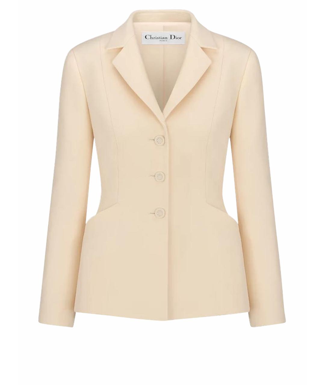 CHRISTIAN DIOR Бежевый шерстяной жакет/пиджак, фото 1