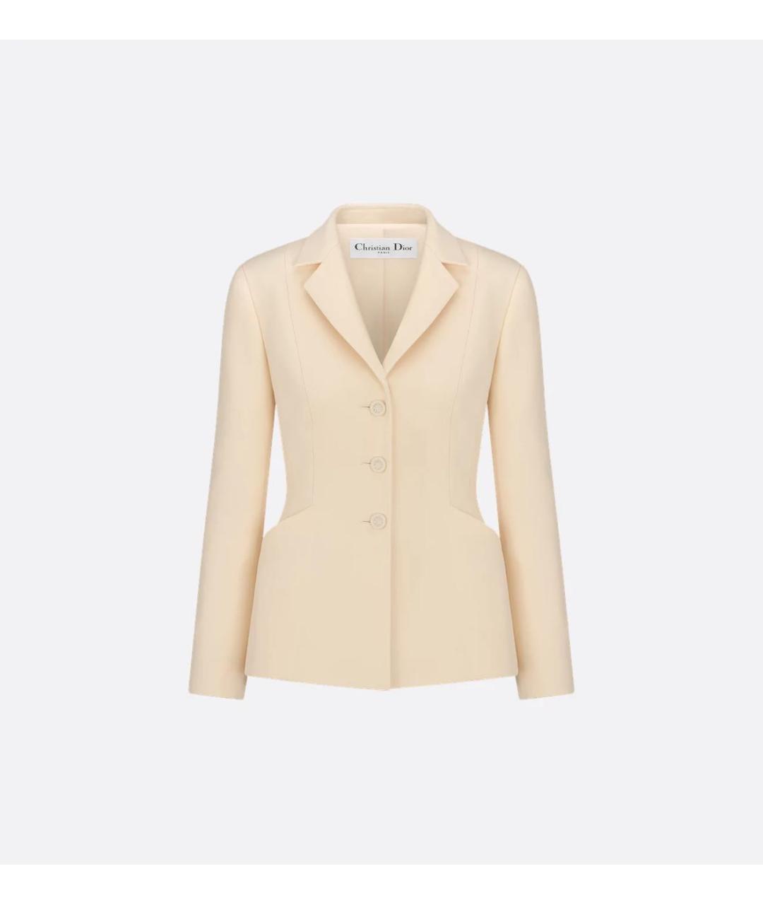 CHRISTIAN DIOR Бежевый шерстяной жакет/пиджак, фото 5