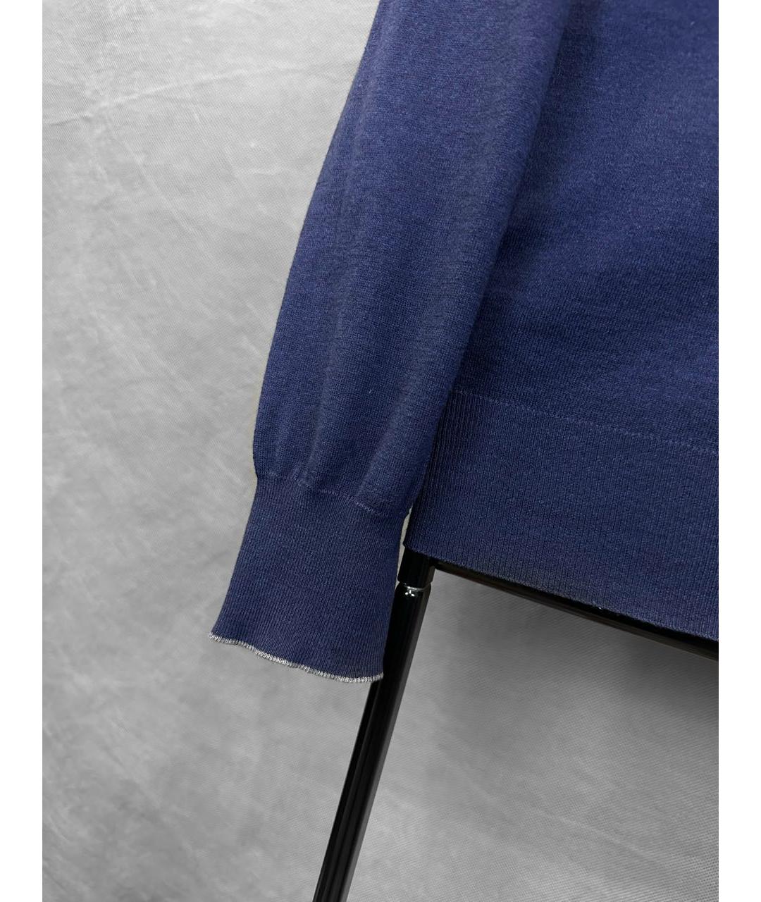 BRUNELLO CUCINELLI Темно-синий хлопковый джемпер / свитер, фото 4