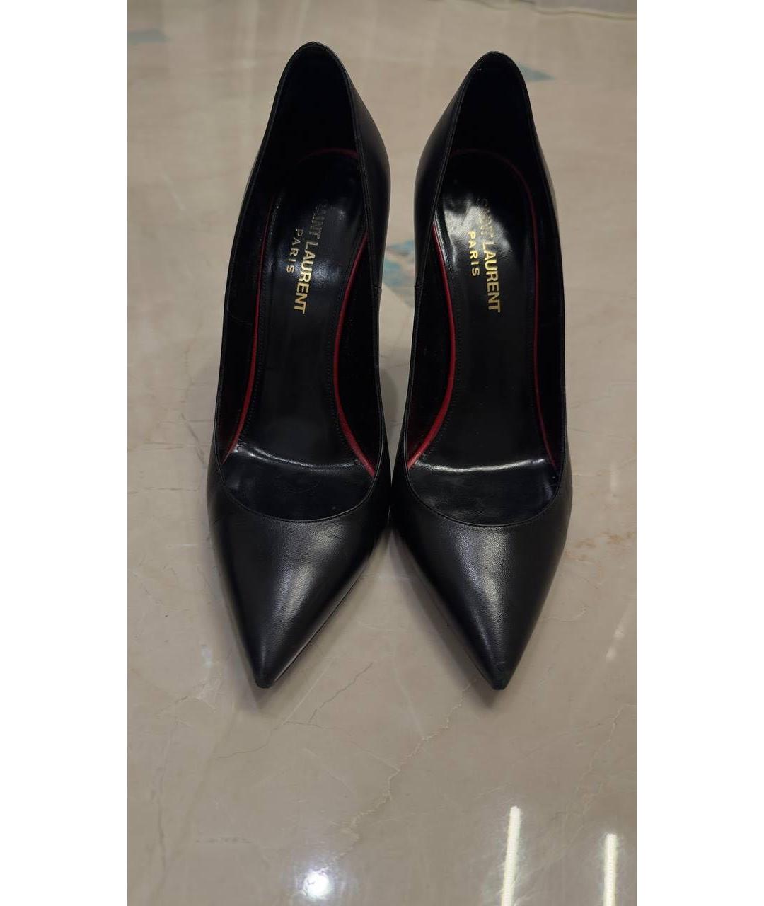 SAINT LAURENT Черные кожаные туфли, фото 2