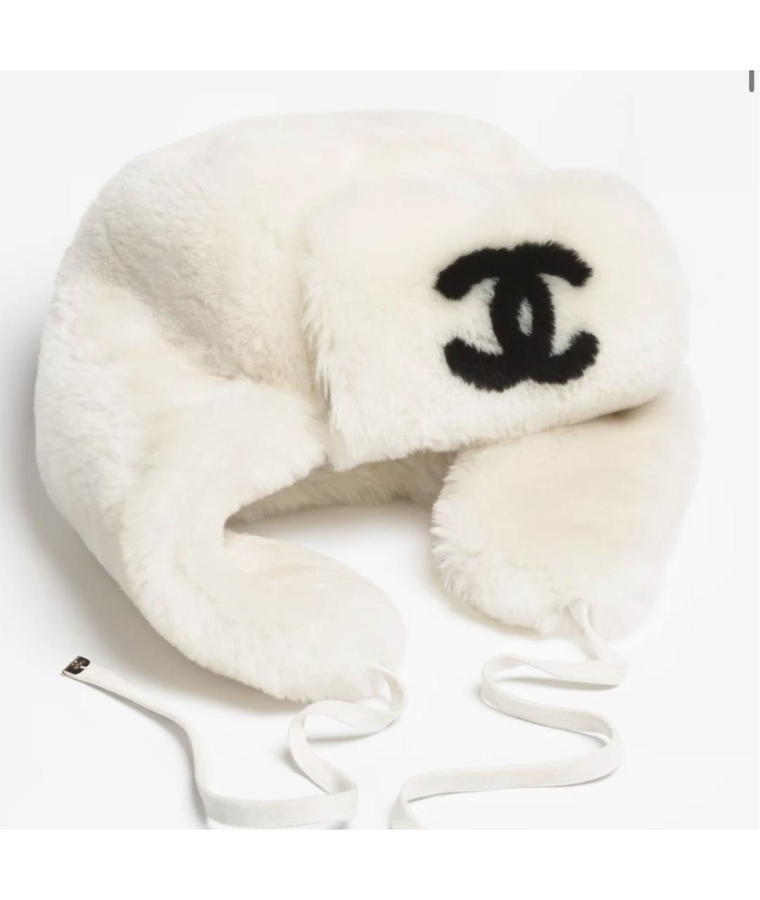 CHANEL Белая шерстяная шапка, фото 2