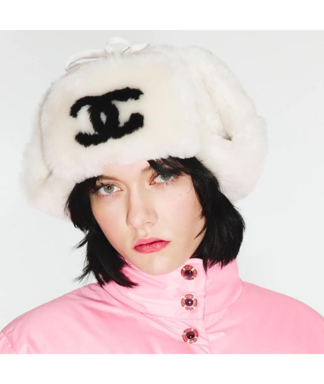 CHANEL Белая шерстяная шапка, фото 6