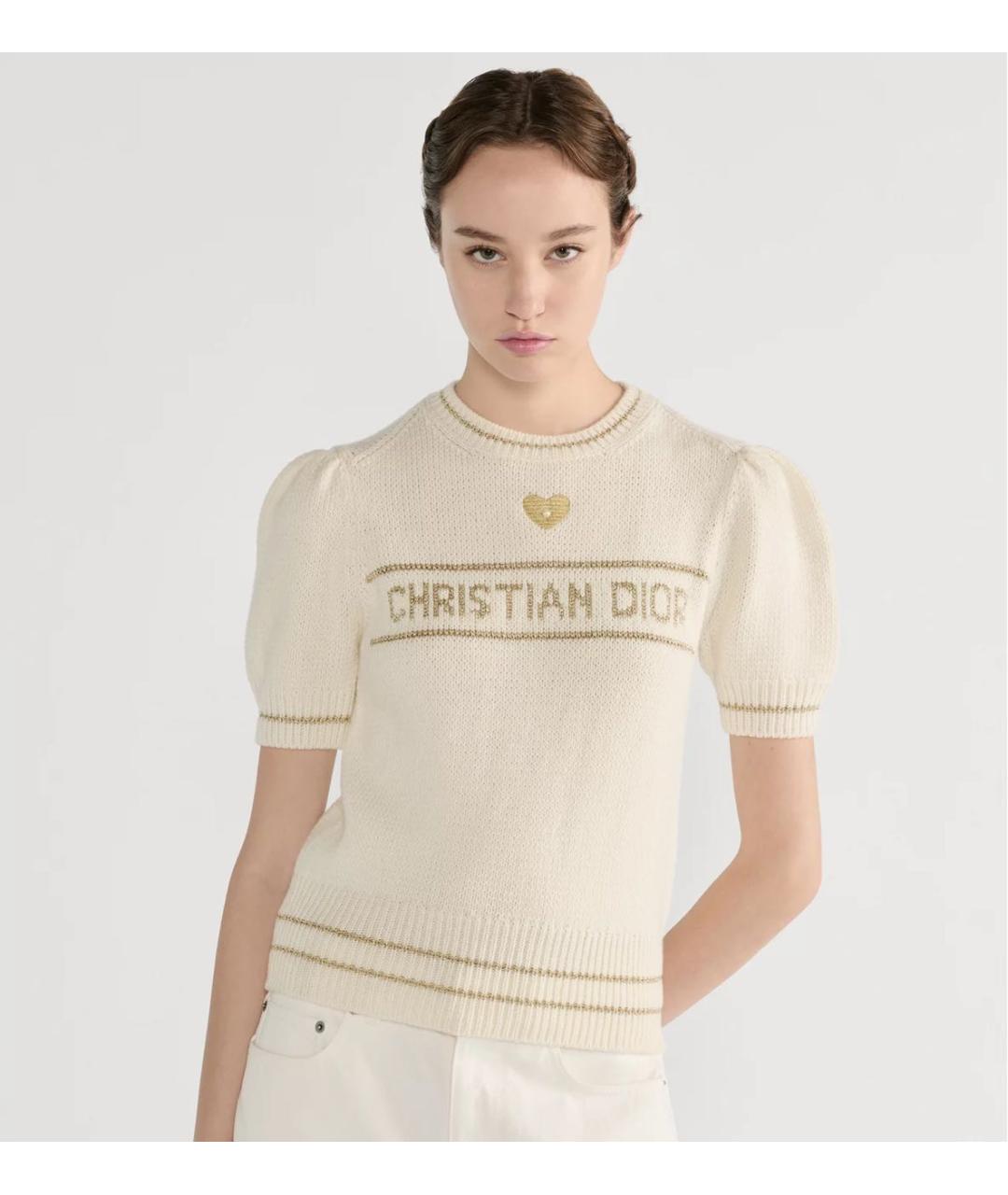 CHRISTIAN DIOR Бежевая шерстяная футболка, фото 3