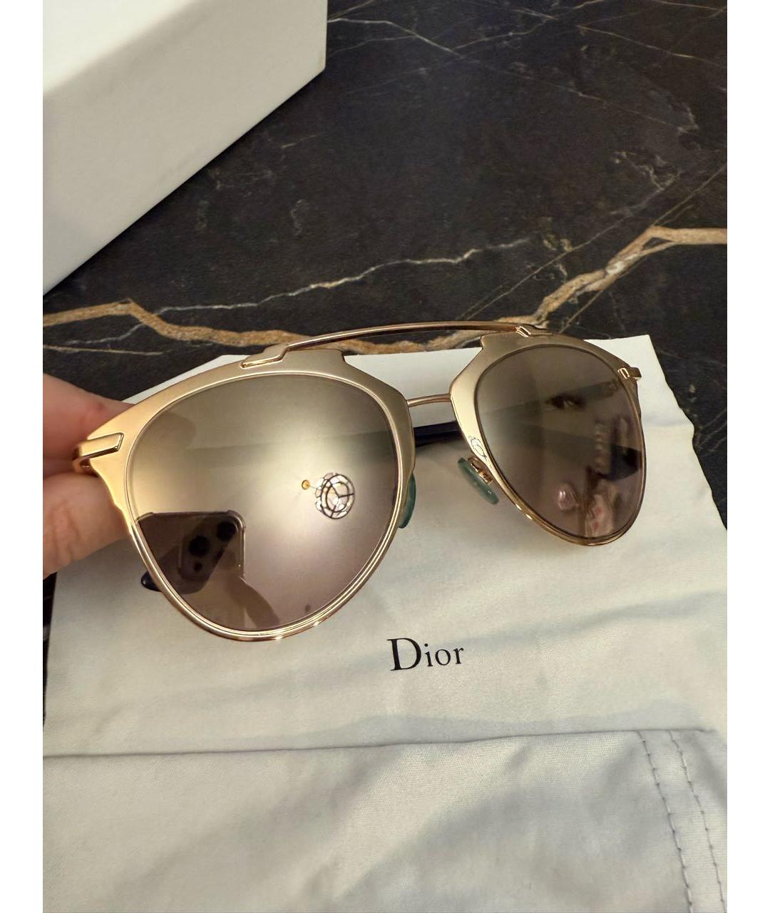 CHRISTIAN DIOR Золотые металлические солнцезащитные очки, фото 3