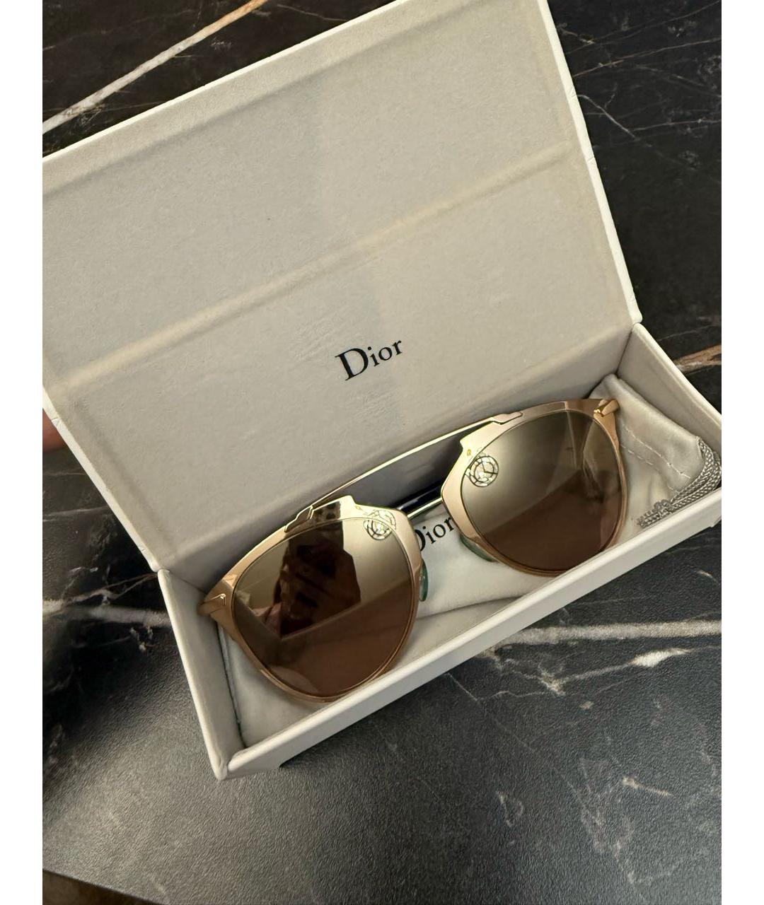 CHRISTIAN DIOR Золотые металлические солнцезащитные очки, фото 2