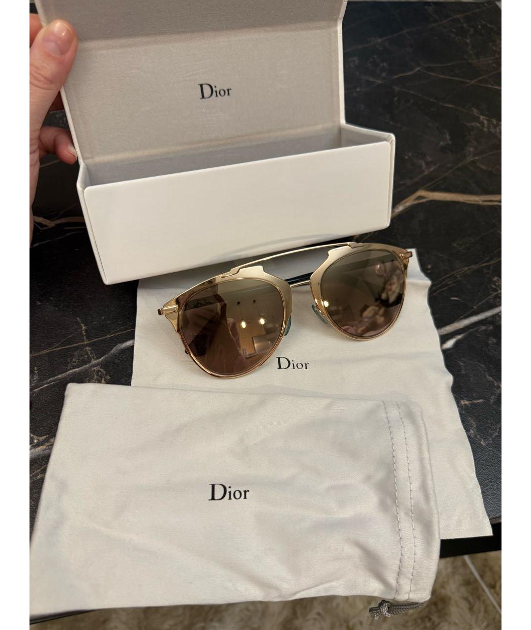 CHRISTIAN DIOR Золотые металлические солнцезащитные очки, фото 6