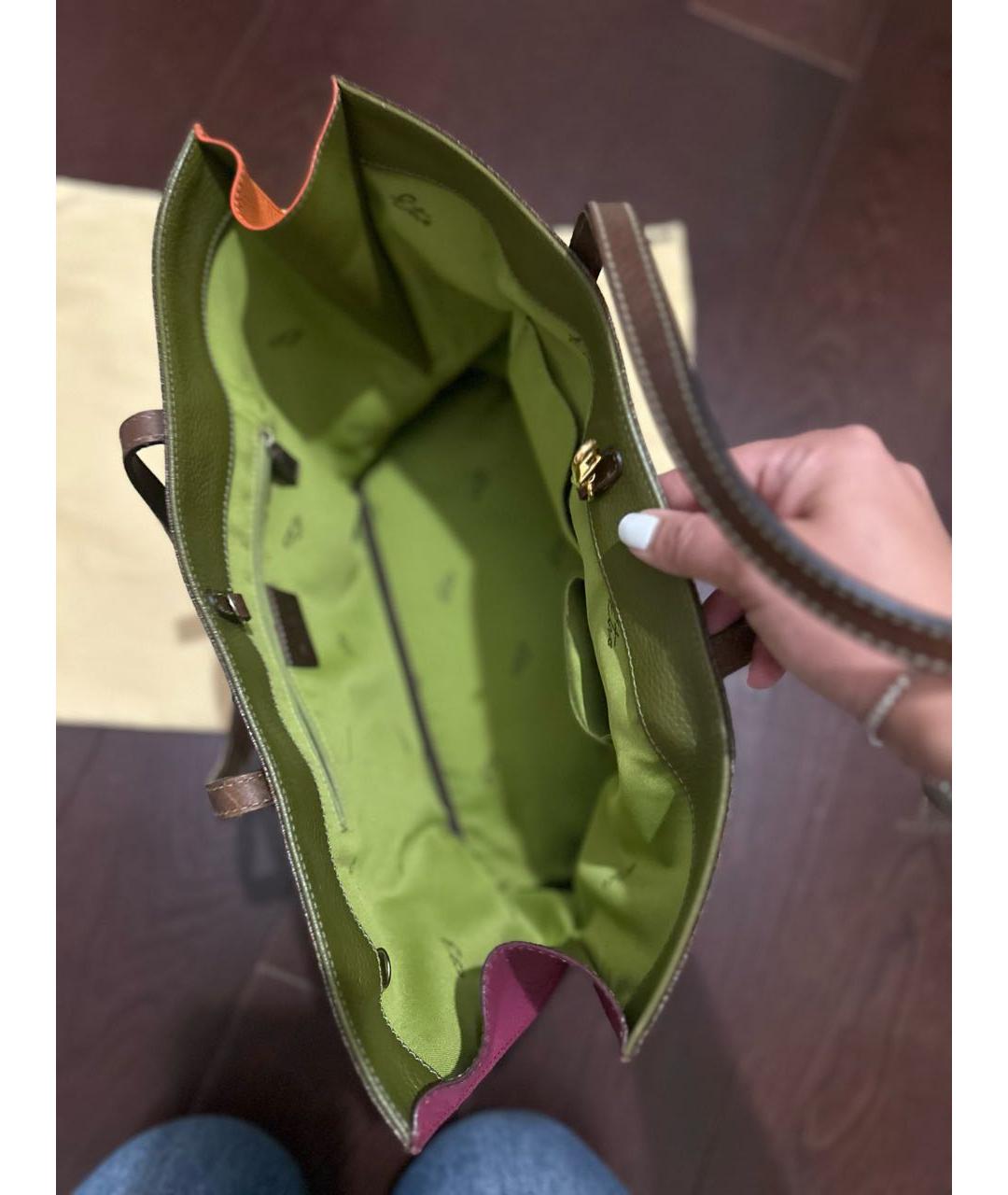 ETRO Коричневая кожаная сумка с короткими ручками, фото 2