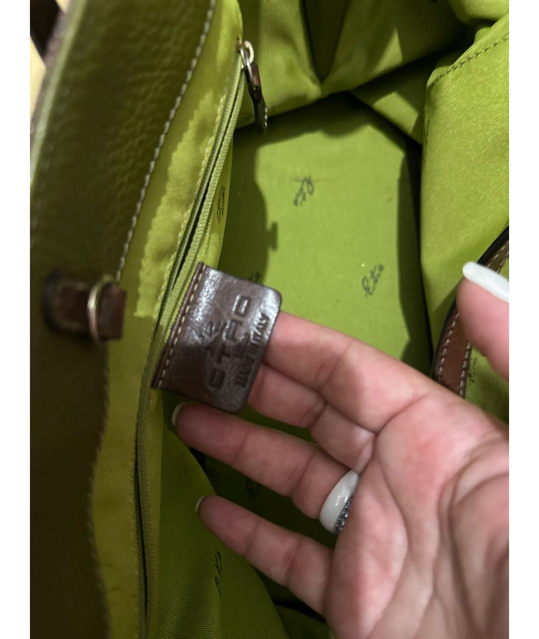 ETRO Коричневая кожаная сумка с короткими ручками, фото 3