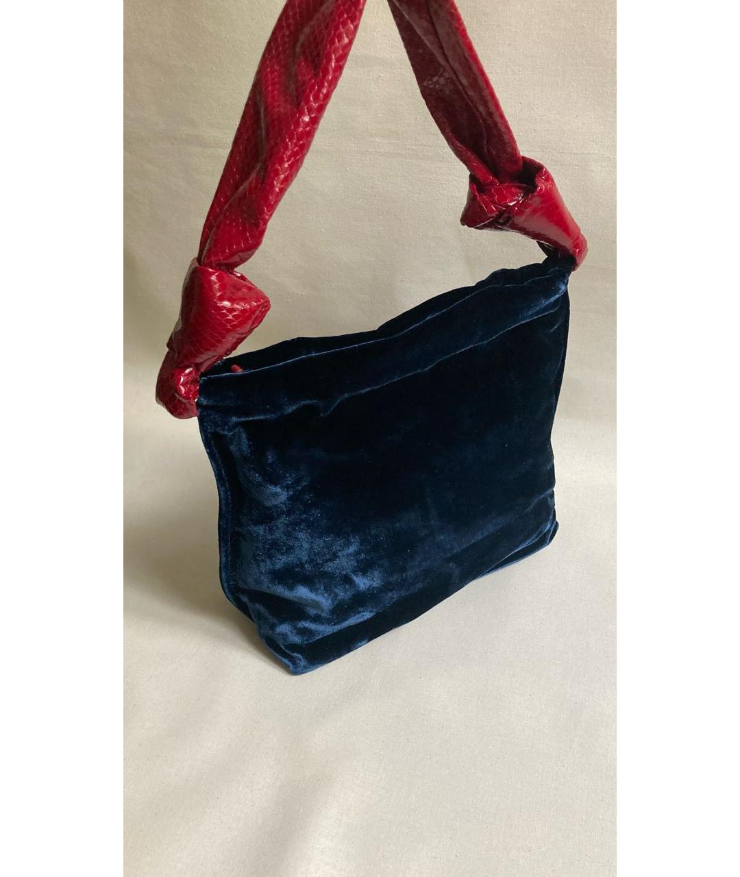 THE ROW Темно-синяя бархатная сумка тоут, фото 2