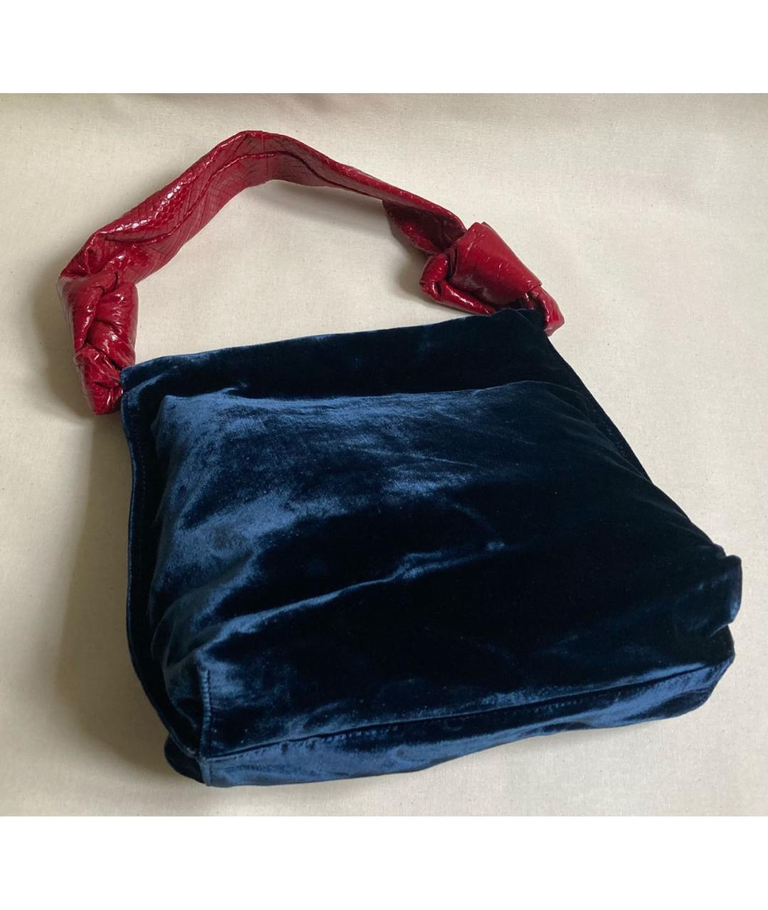 THE ROW Темно-синяя бархатная сумка тоут, фото 4