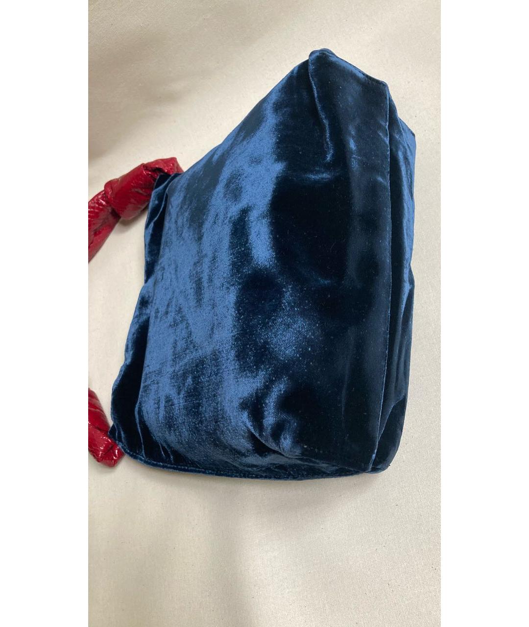 THE ROW Темно-синяя бархатная сумка тоут, фото 5
