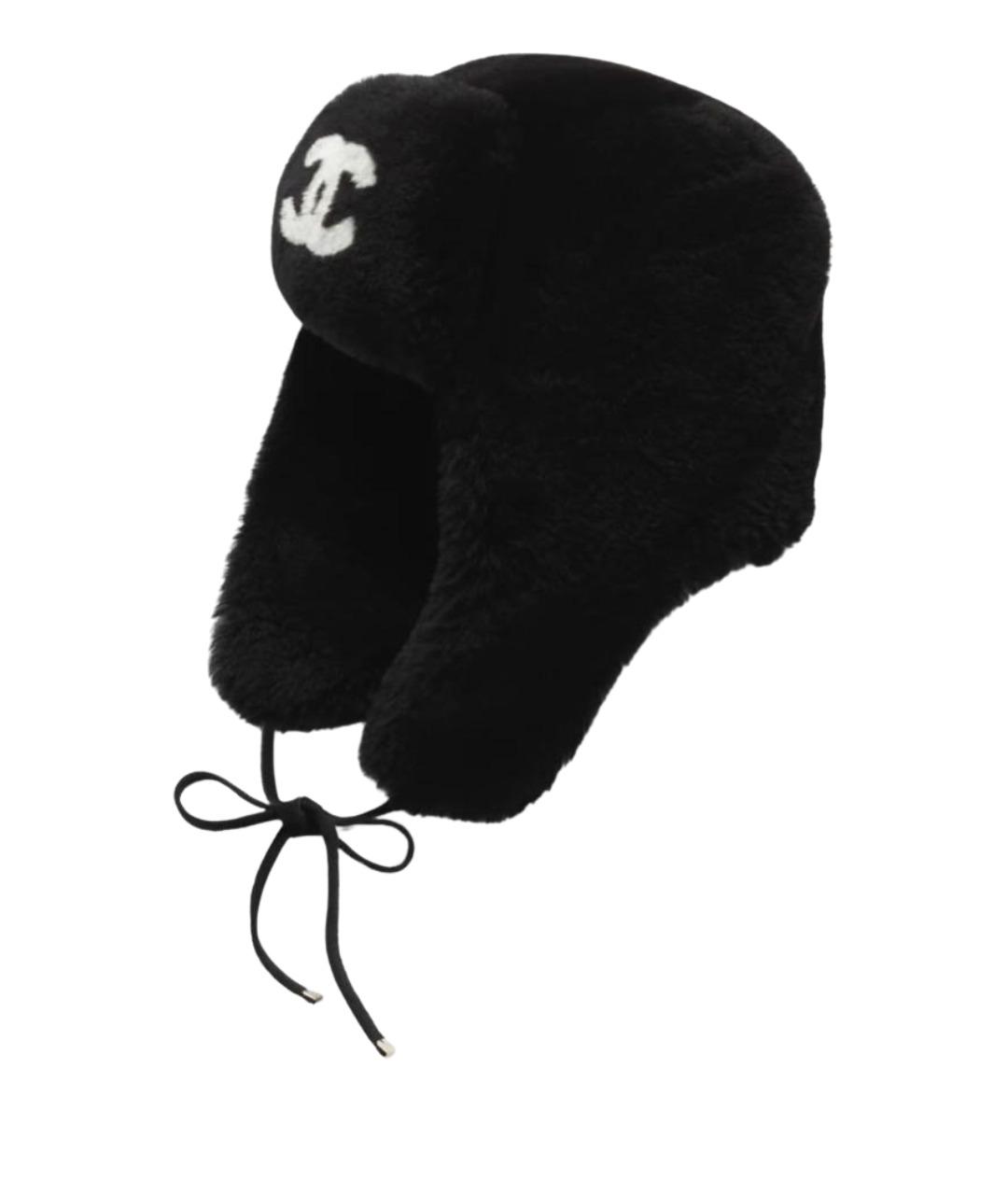 CHANEL Черная шерстяная шапка, фото 1