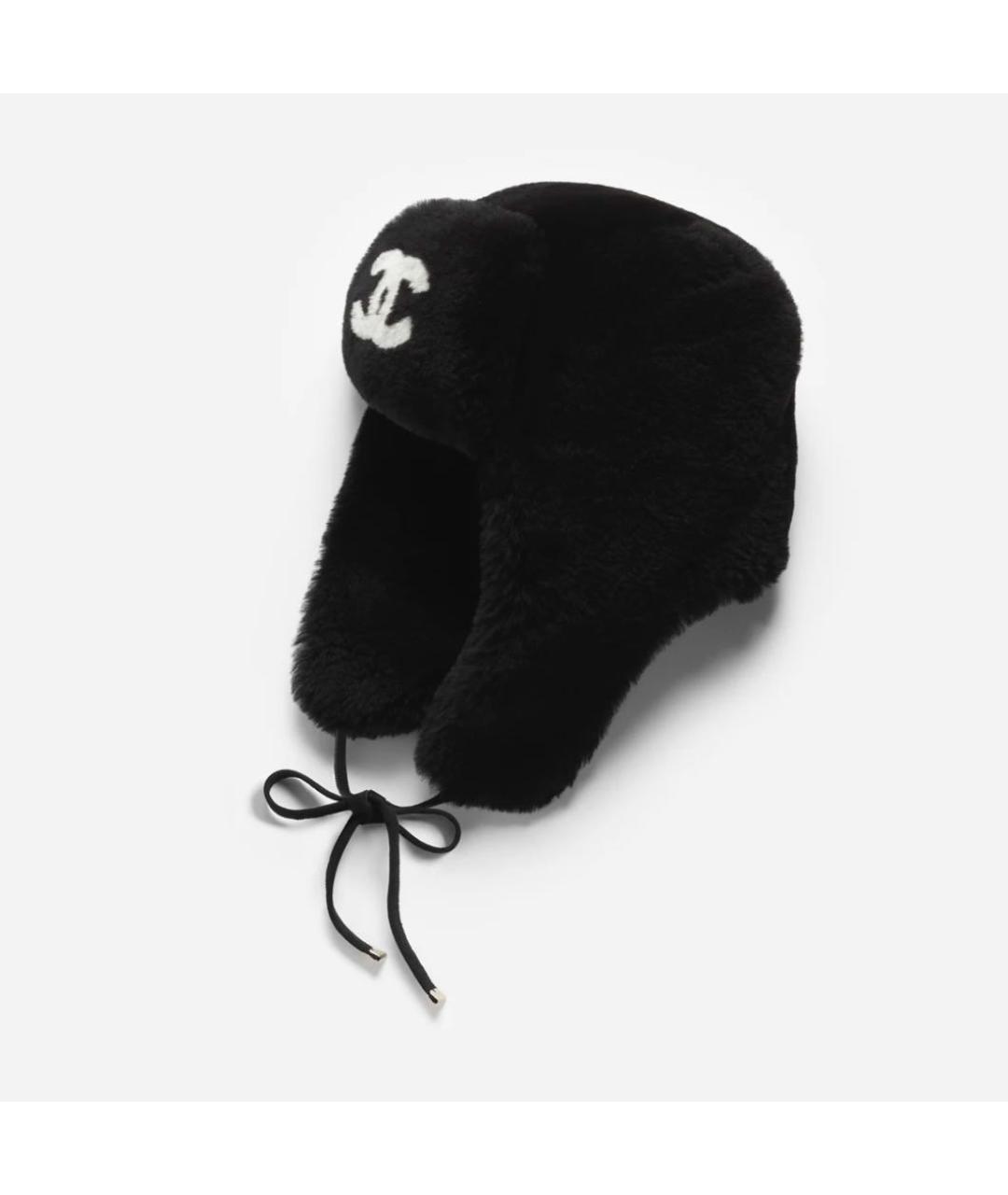 CHANEL Черная шерстяная шапка, фото 4