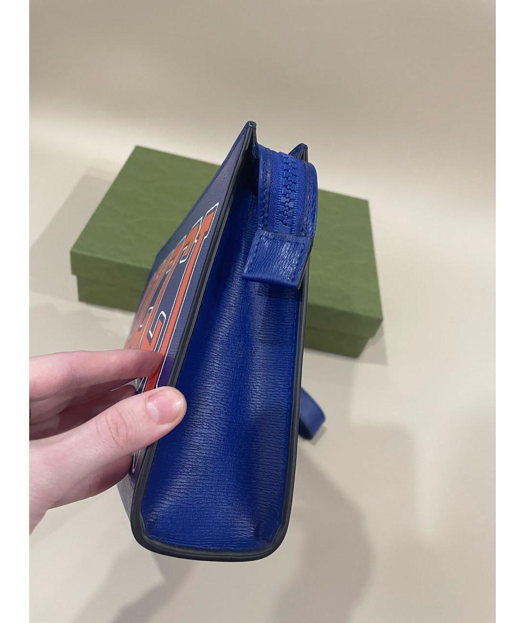 GUCCI Синяя кожаная барсетка, фото 8