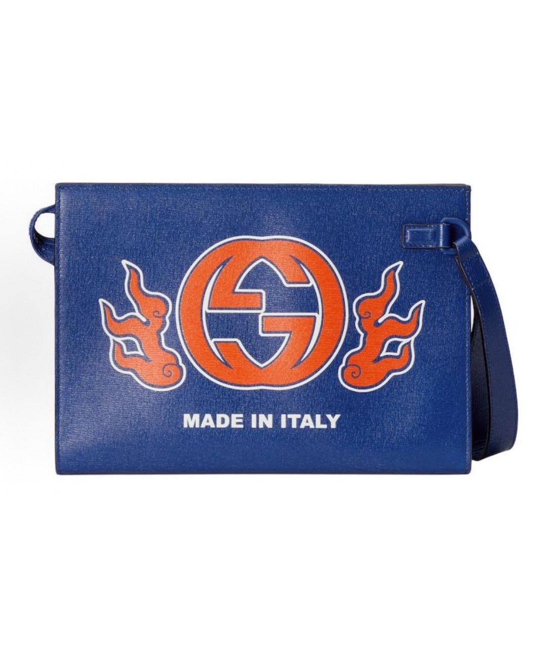 GUCCI Синяя кожаная барсетка, фото 2