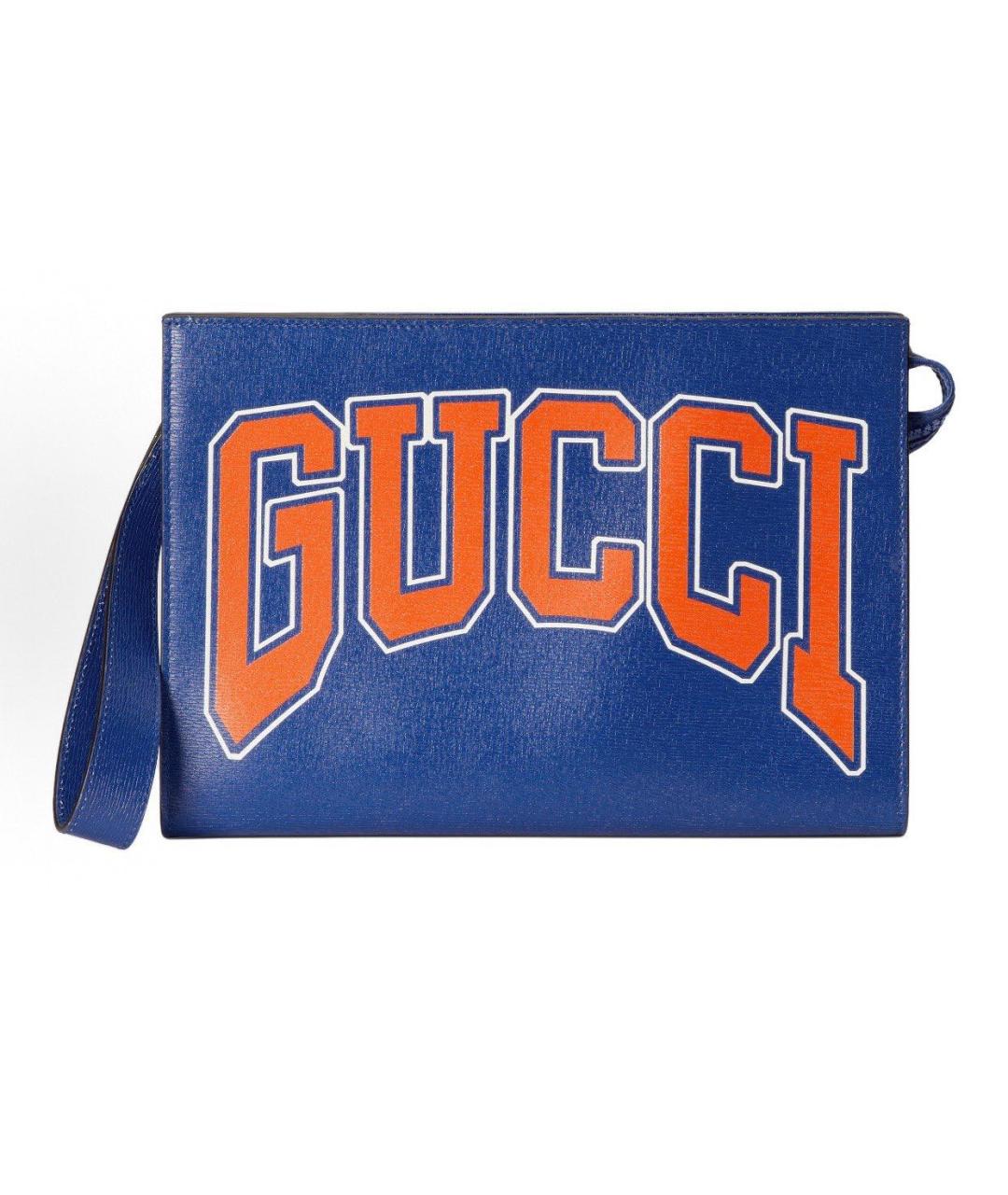 GUCCI Синяя кожаная барсетка, фото 9