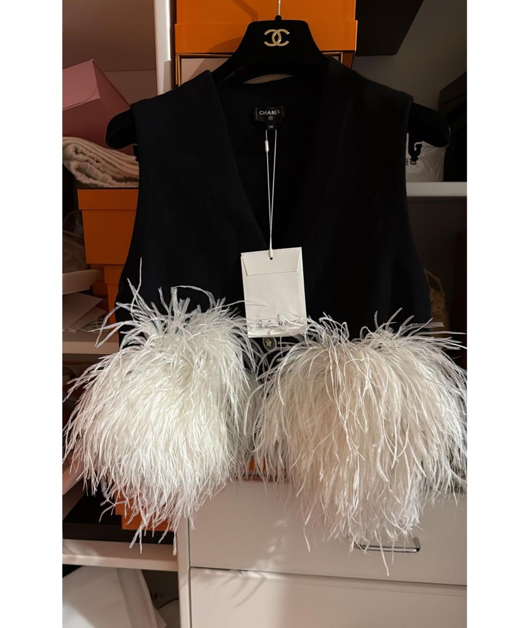 CHANEL Черный шерстяной кардиган, фото 3