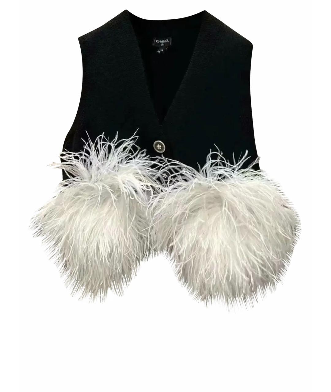 CHANEL Черный шерстяной кардиган, фото 1