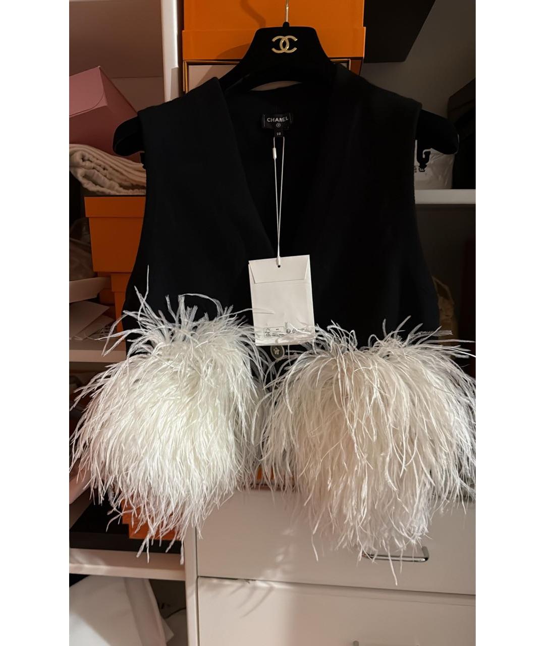 CHANEL Черный шерстяной кардиган, фото 2