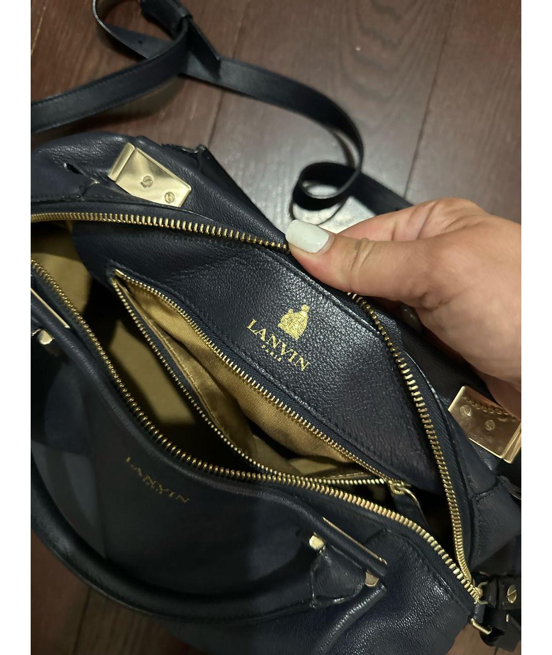 LANVIN Темно-синяя кожаная сумка через плечо, фото 3