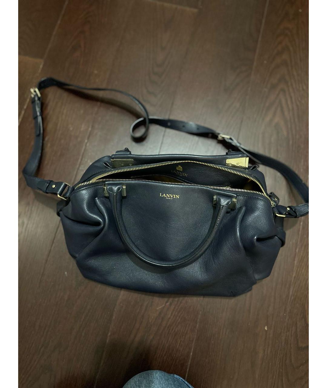 LANVIN Темно-синяя кожаная сумка через плечо, фото 5