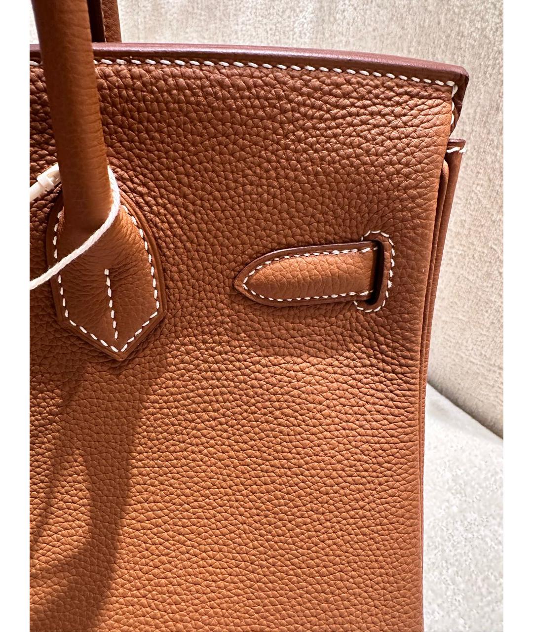 HERMES Коричневая кожаная сумка с короткими ручками, фото 6