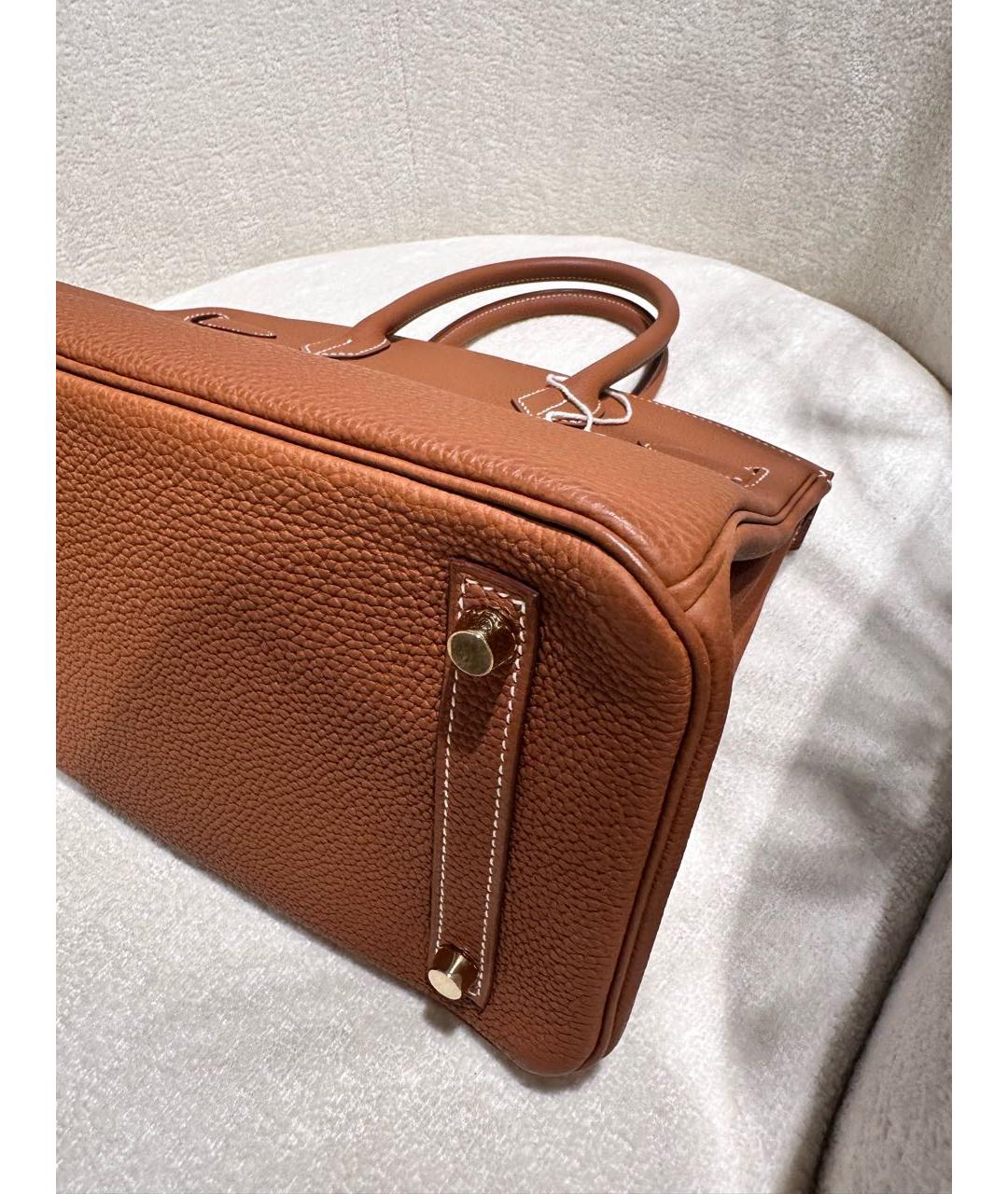 HERMES Коричневая кожаная сумка с короткими ручками, фото 4