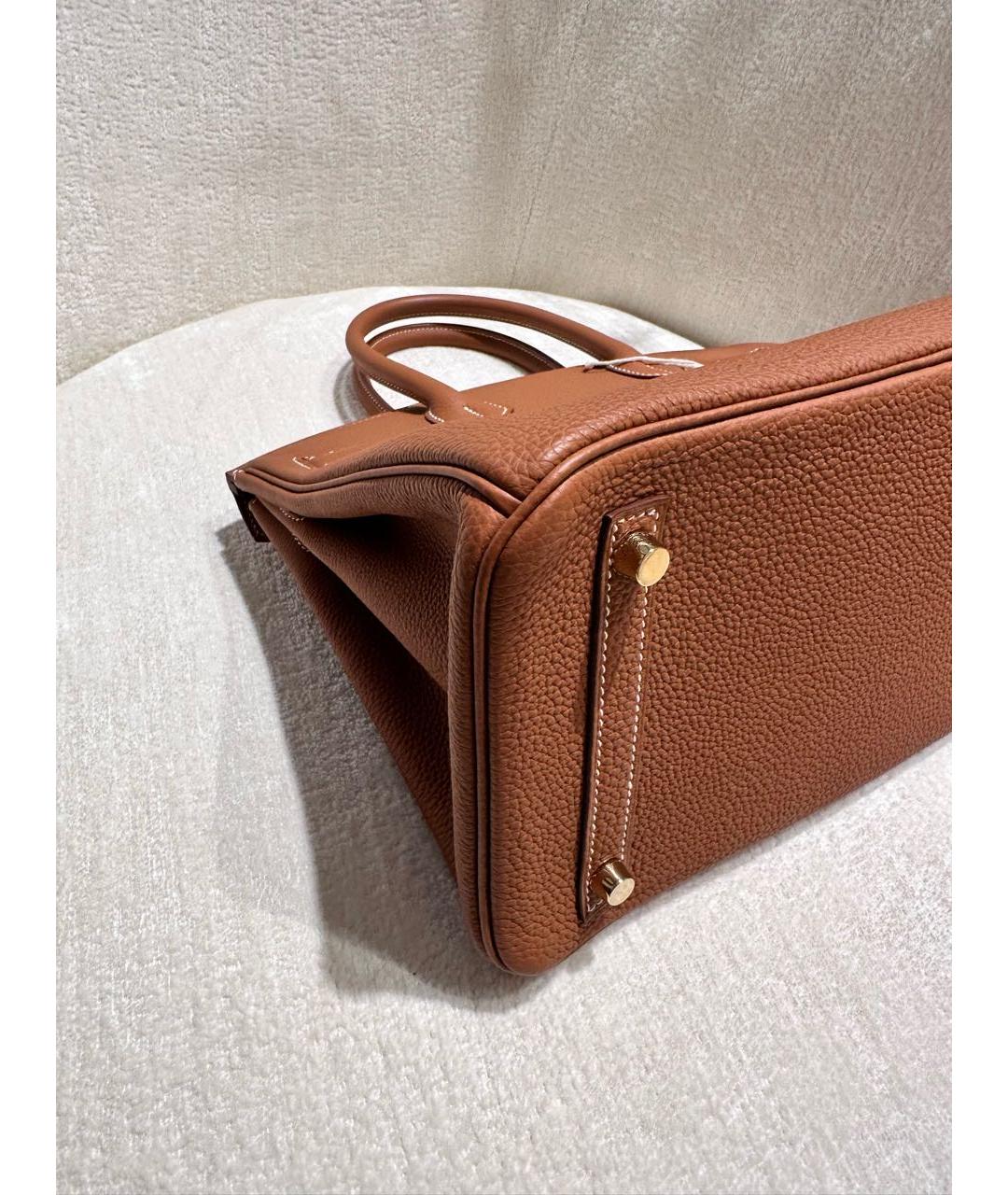 HERMES Коричневая кожаная сумка с короткими ручками, фото 5