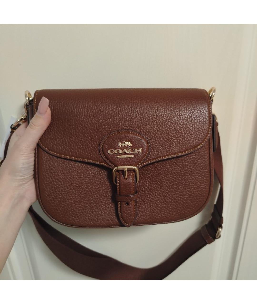 COACH Коричневая кожаная сумка через плечо, фото 5