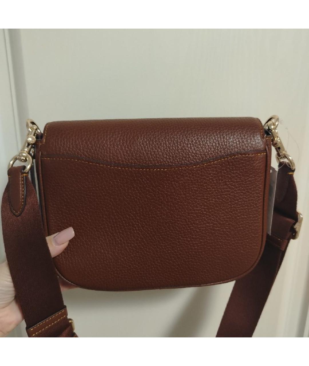COACH Коричневая кожаная сумка через плечо, фото 3