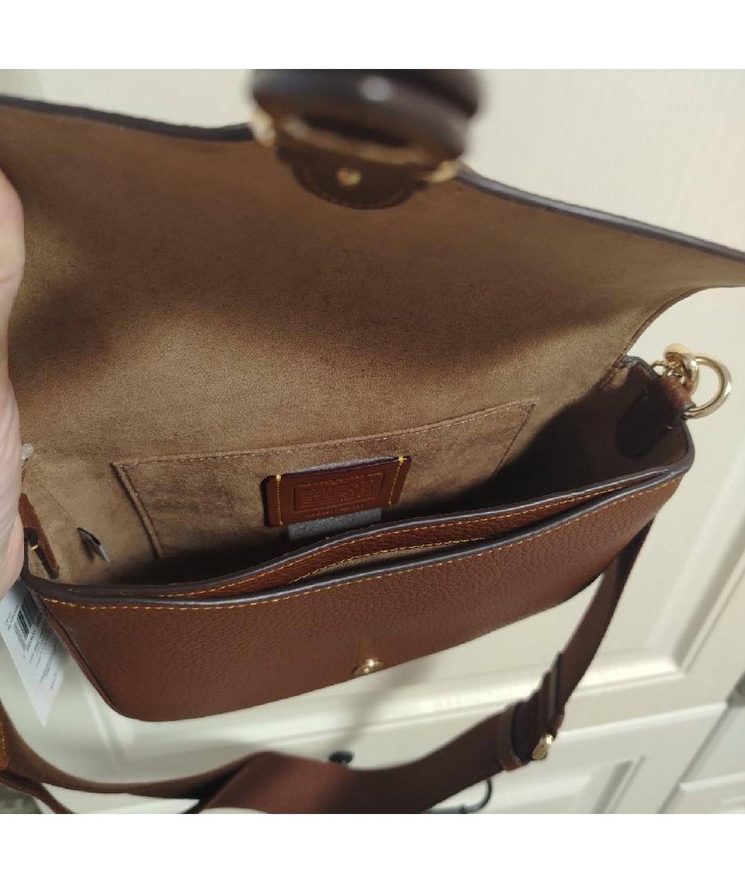 COACH Коричневая кожаная сумка через плечо, фото 4