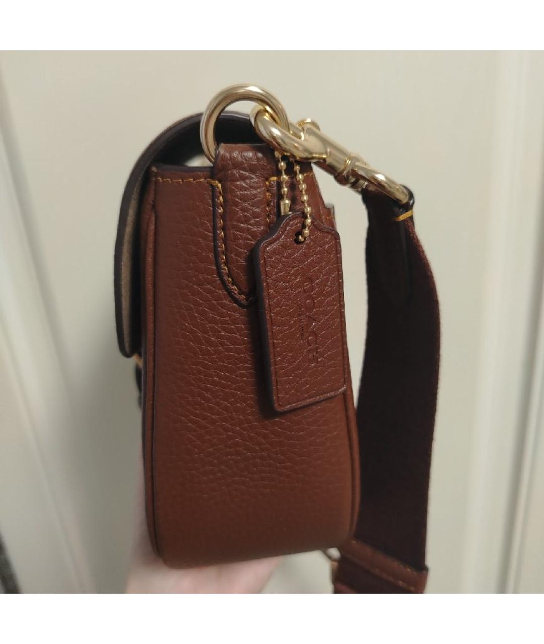 COACH Коричневая кожаная сумка через плечо, фото 2