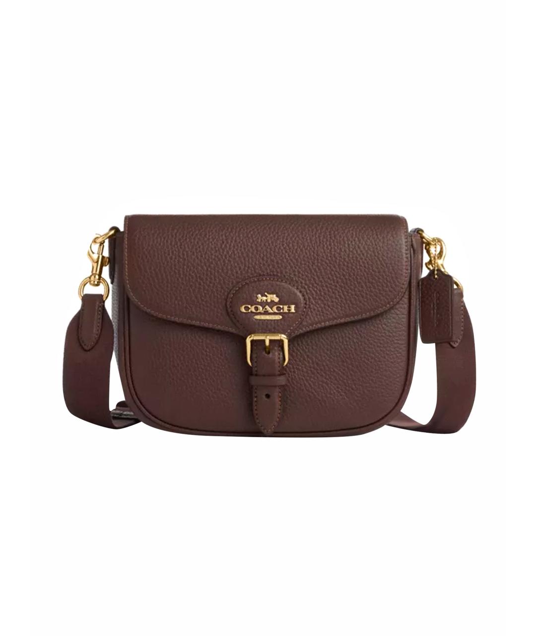 COACH Коричневая кожаная сумка через плечо, фото 1