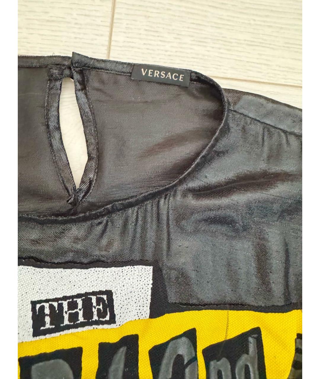 VERSACE Черная шелковая футболка, фото 3
