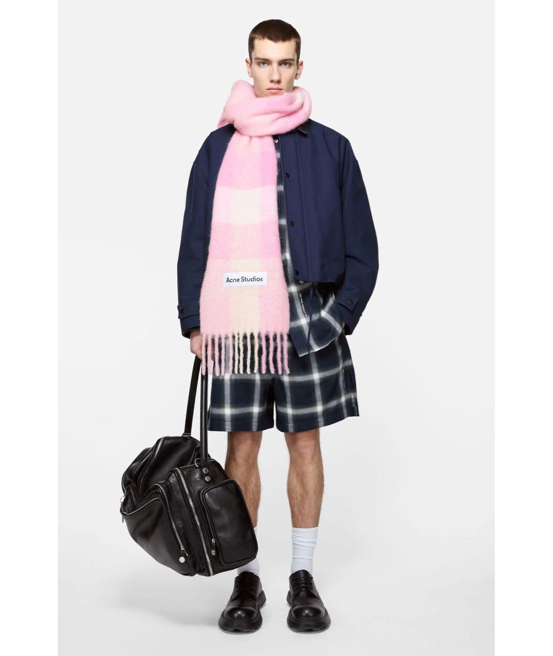 ACNE STUDIOS Розовый шерстяной шарф, фото 5