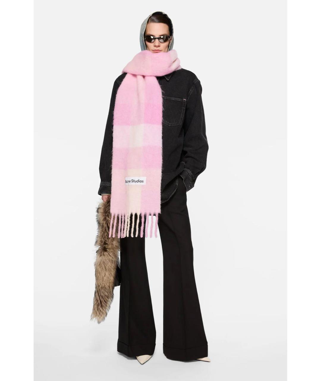 ACNE STUDIOS Розовый шерстяной шарф, фото 4