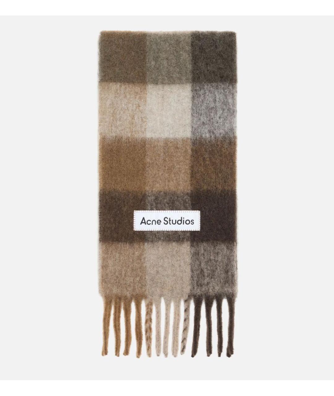 ACNE STUDIOS Коричневый шерстяной шарф, фото 4