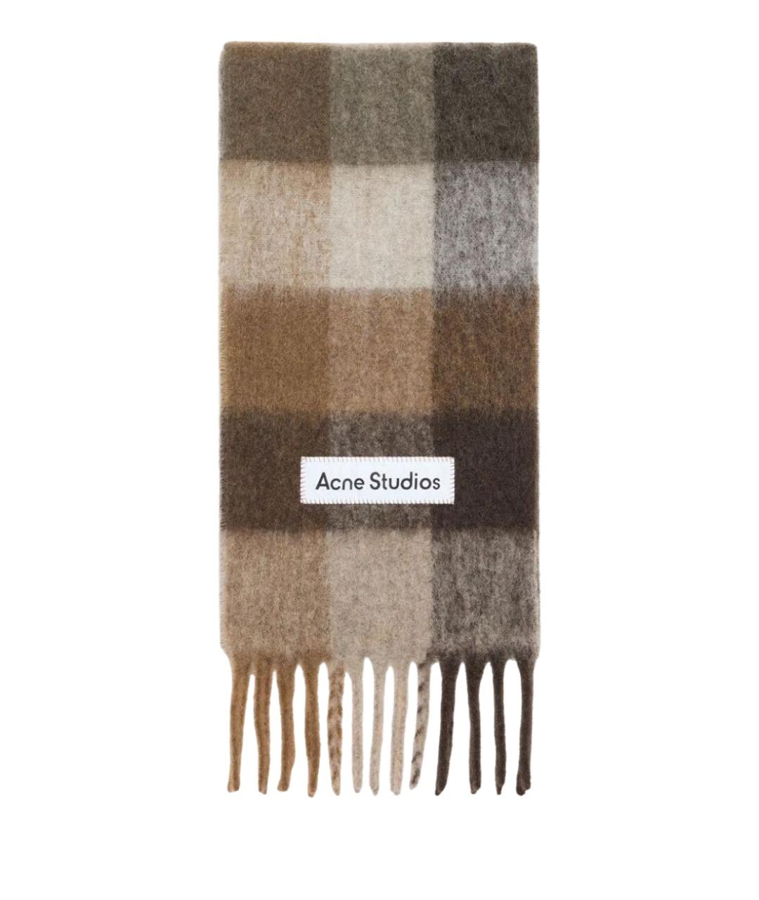 ACNE STUDIOS Коричневый шерстяной шарф, фото 1