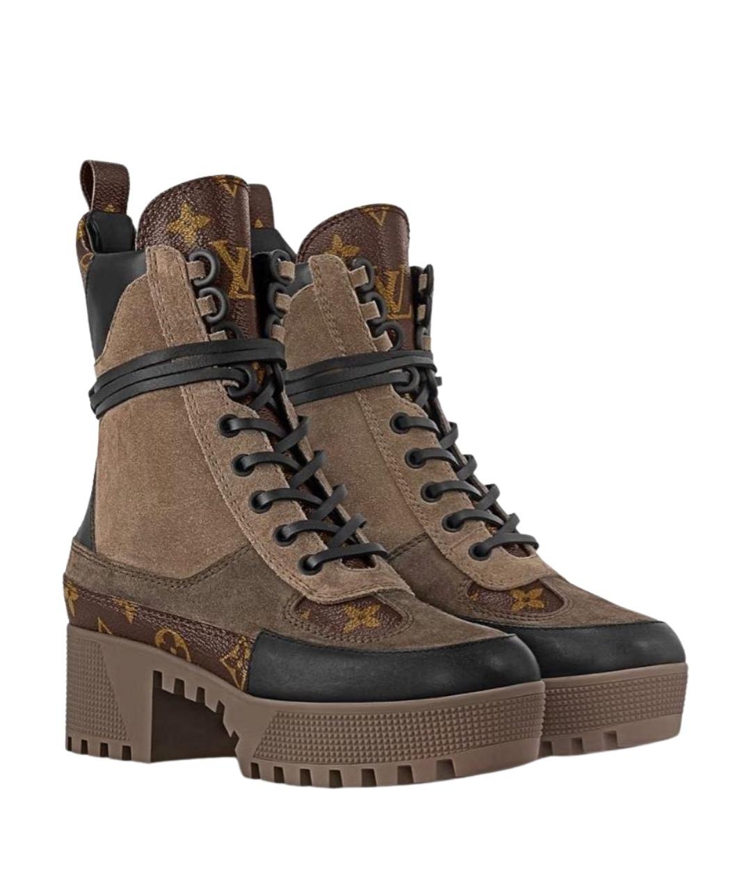 LOUIS VUITTON Бежевые замшевые ботинки, фото 10