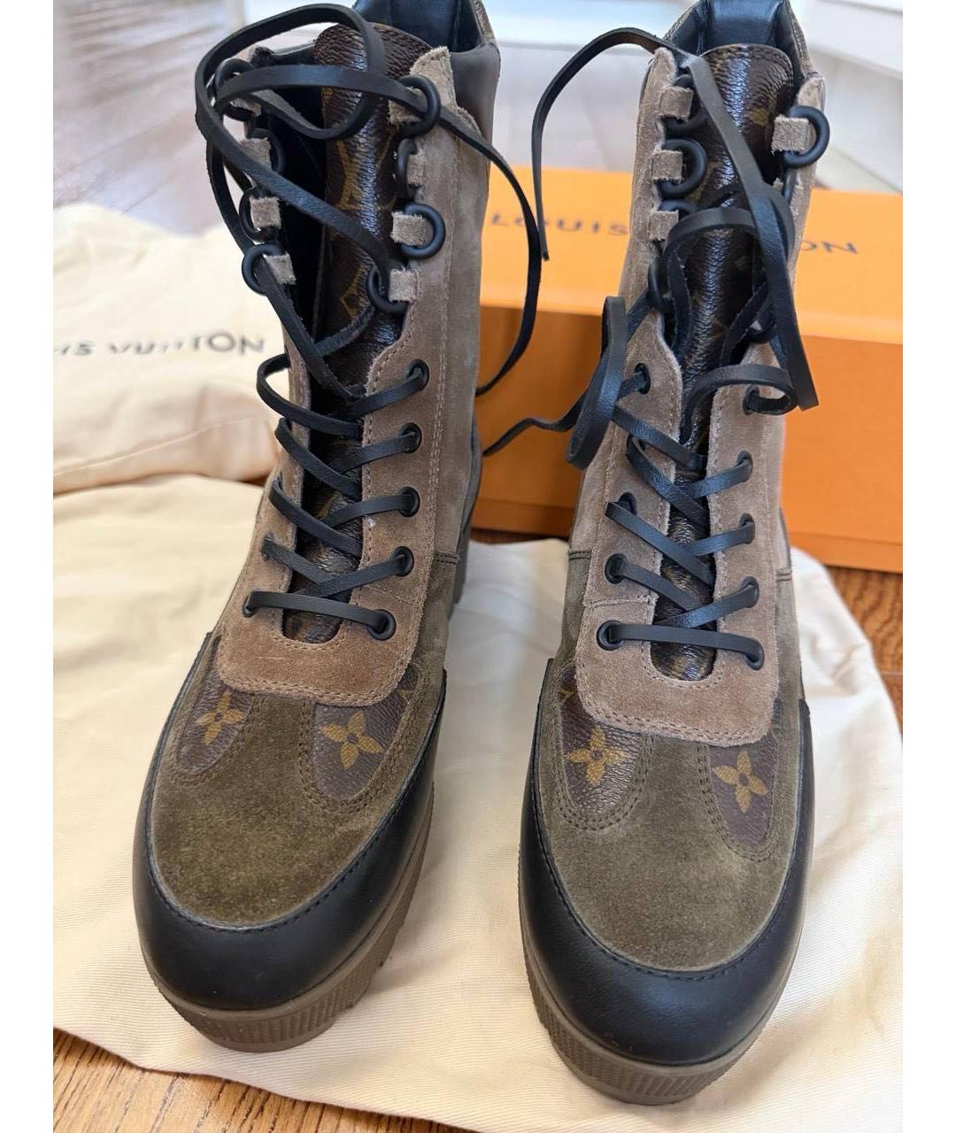 LOUIS VUITTON Бежевые замшевые ботинки, фото 3