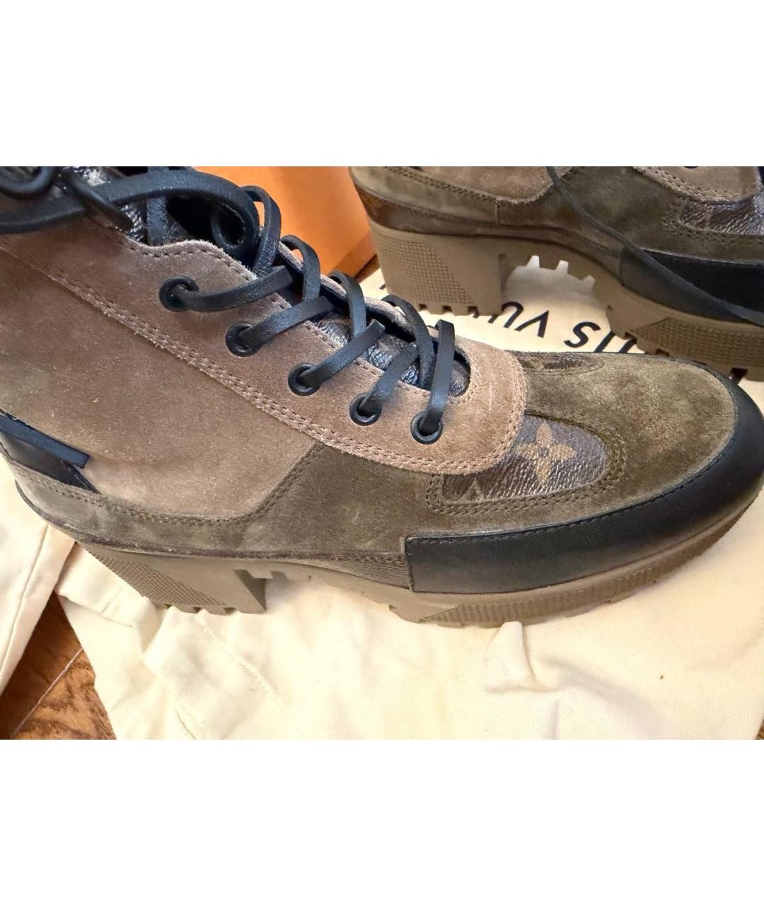 LOUIS VUITTON Бежевые замшевые ботинки, фото 8